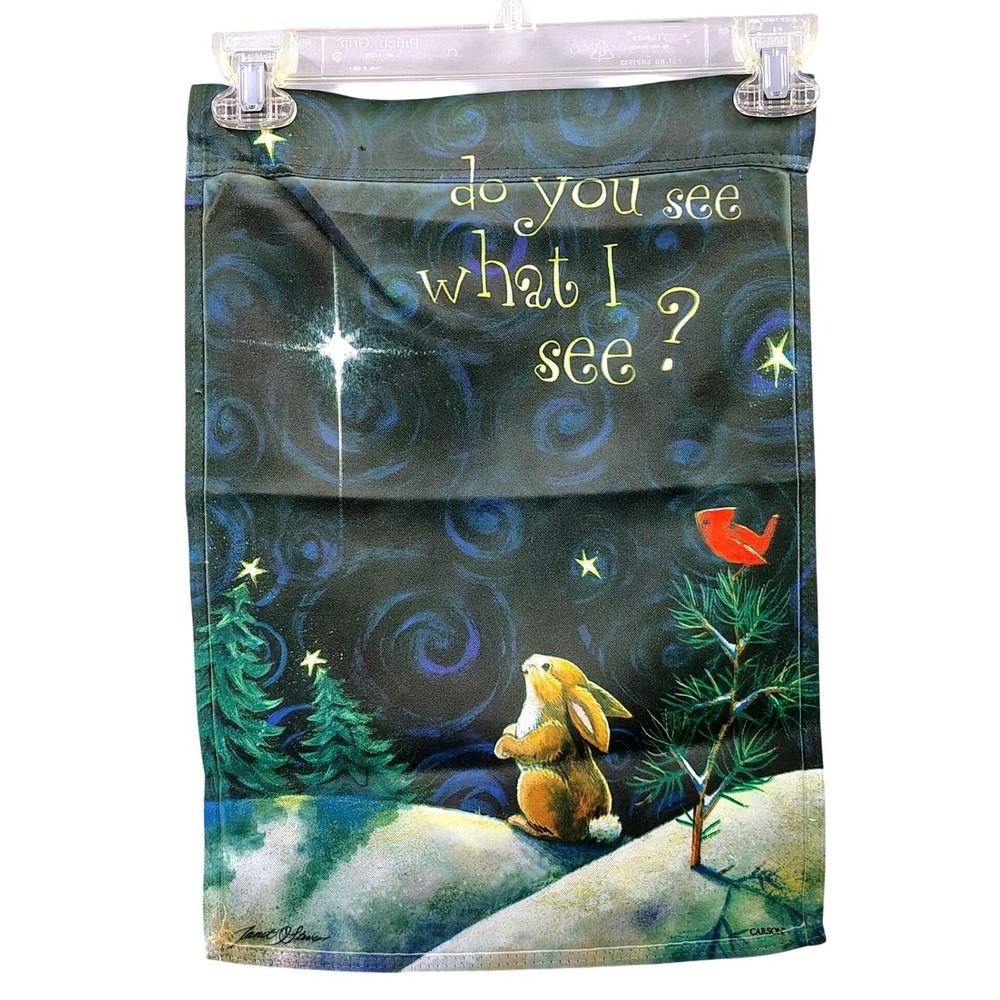 Carson Janet Stever Christmas Garden Flag Bunny Star Do You See What I See 12x18